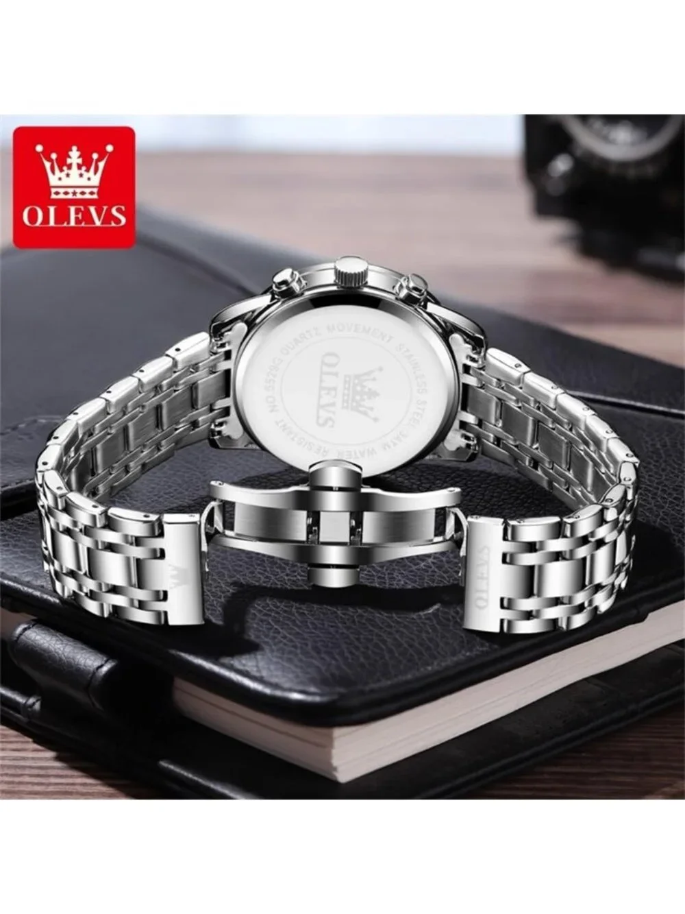 Olevs Men's Silver Multifunction Waterproof Luminous Chronograph Wrist Watch
